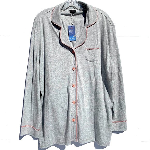 Women’s New Cosabella Bella Long Sleeve Pajama Set, Grey/Pink, 1X NWT - Picture 1 of 14